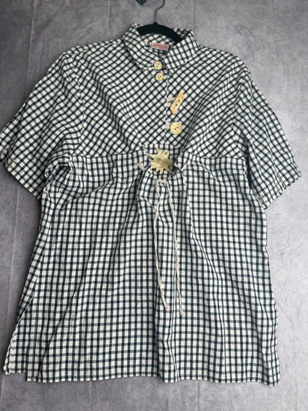 Sportalm Black & White Gingham unique Button-Up Top US 10 Cottagecore Indie - Picture 4 of 8